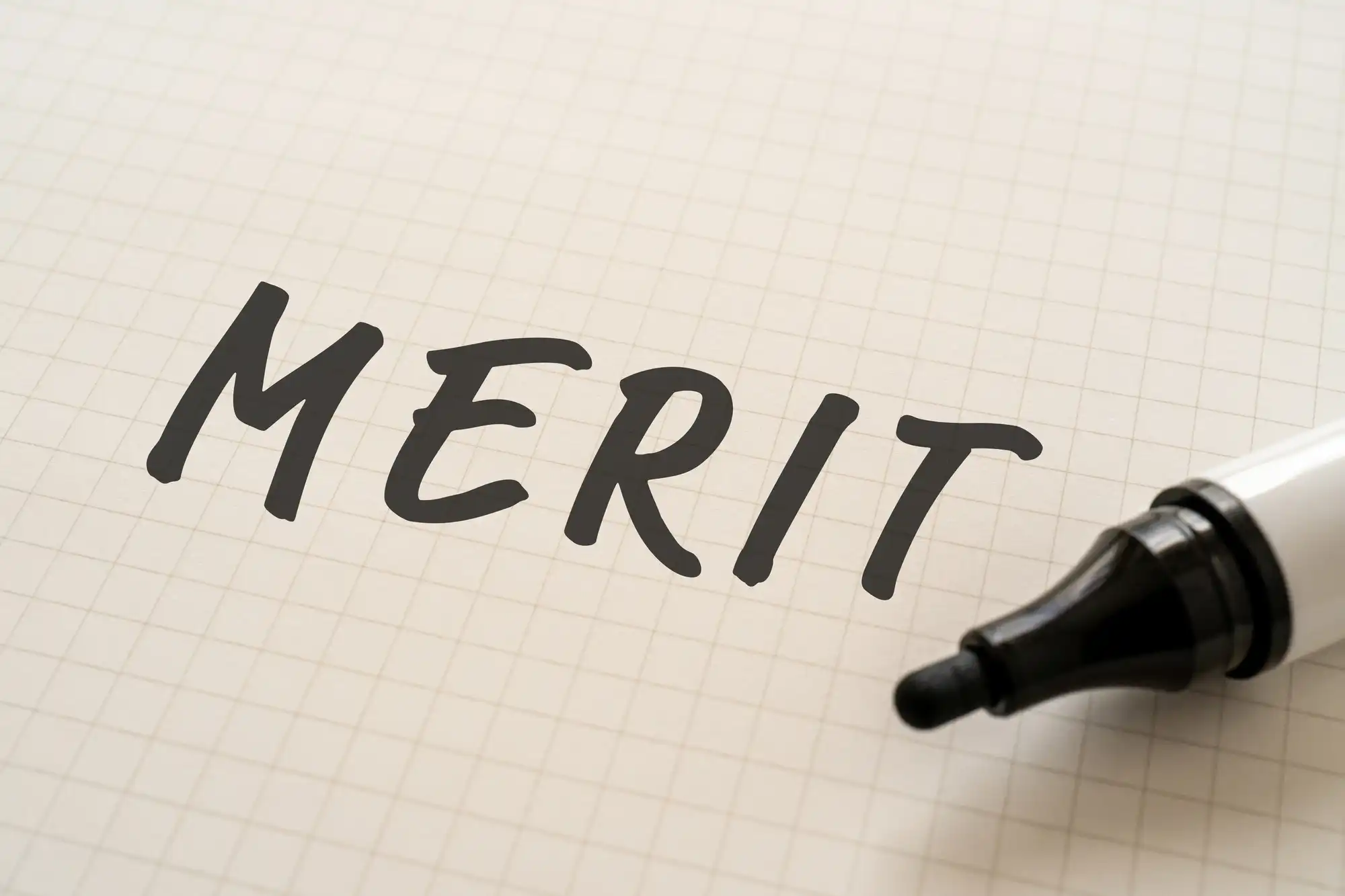 MERITとサインペンで書かれた紙