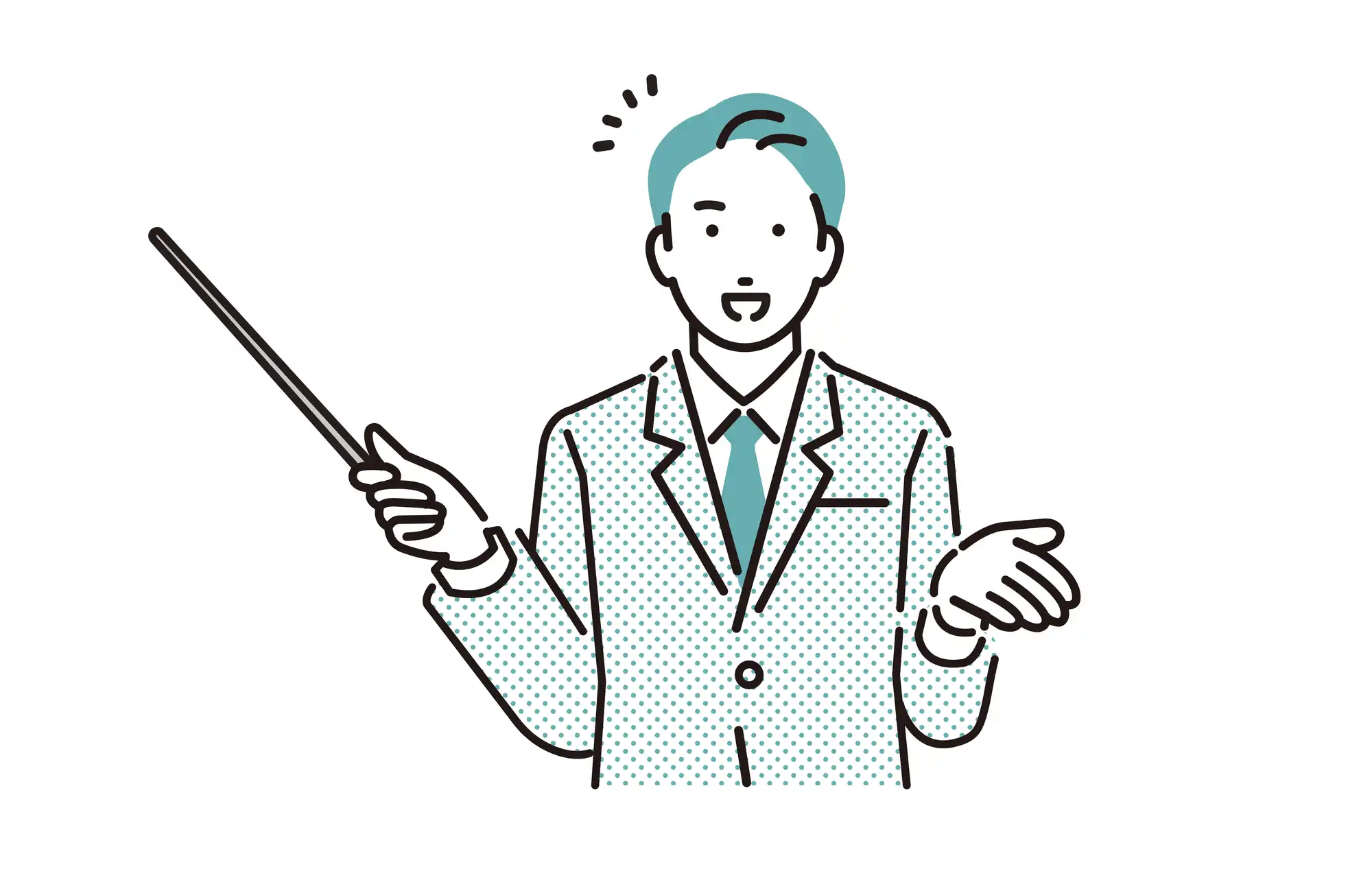 説明しているスーツ姿のイラスト