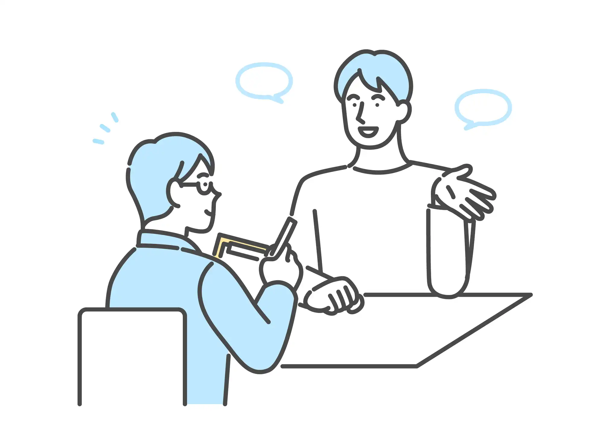 業者と打ち合わせをしている様子のイラスト