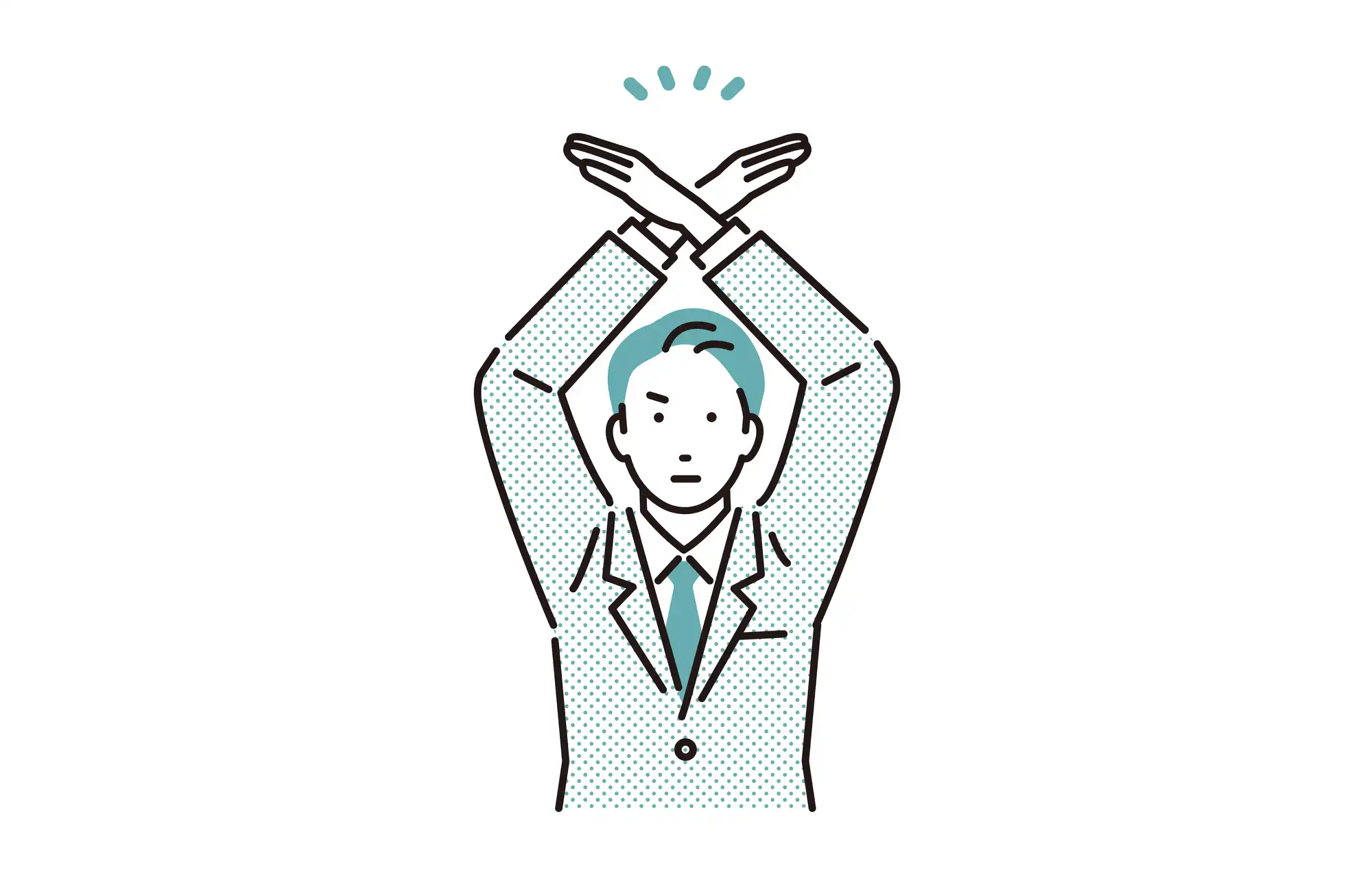 手で大きく罰点をしているスーツ姿の男性イラスト